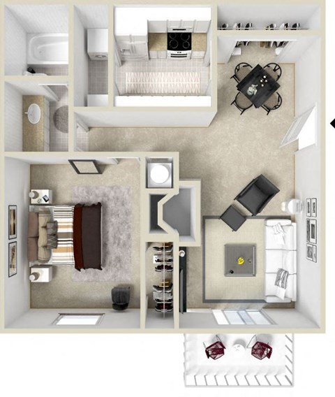 a floor plan of a house with a bedroom and a living room